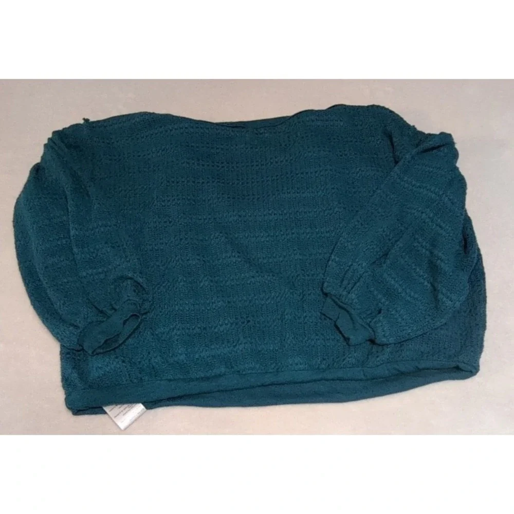 Free People Sweater Womens XS Teal Blue Excellent  Balloon‎ Sleeve Slouchy